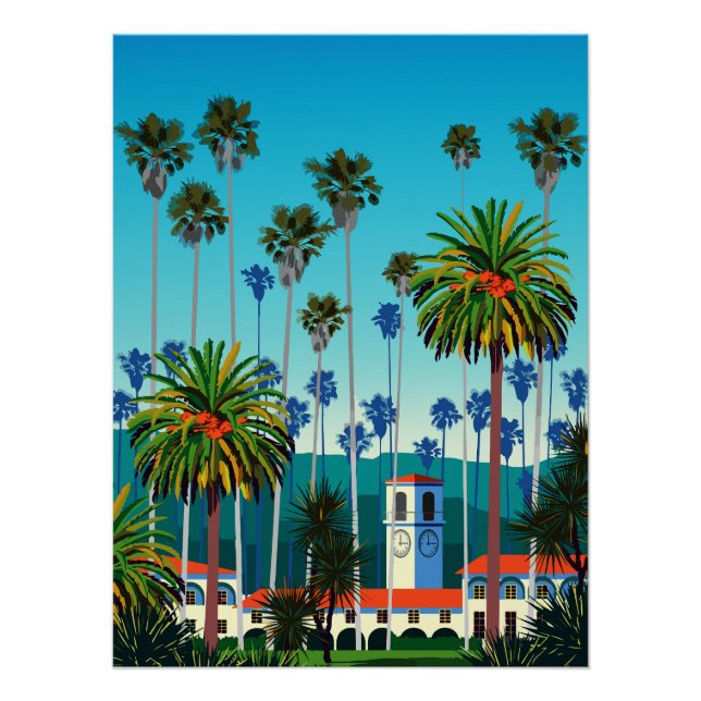Póster California Dreaming: City Park con palmeras (Anverso)