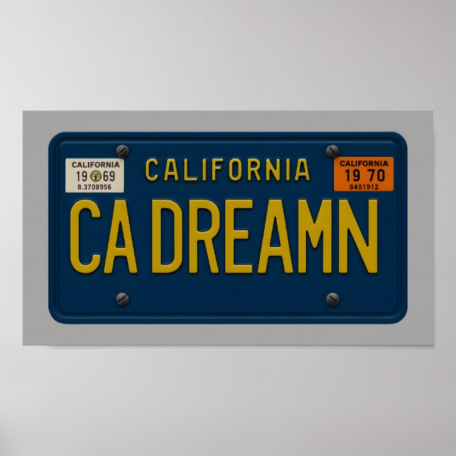 Póster California Dreaming - Retro 1969 License Plate Art (Frente)