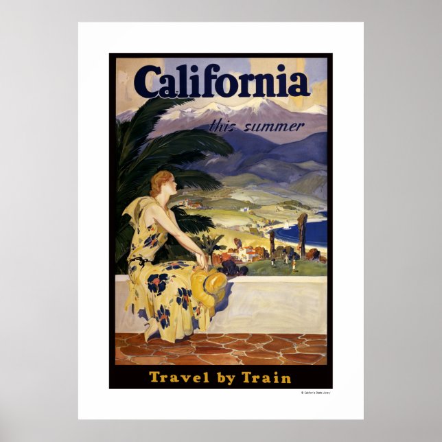 Póster California este verano. Viajes del Poster de Tren (Frente)