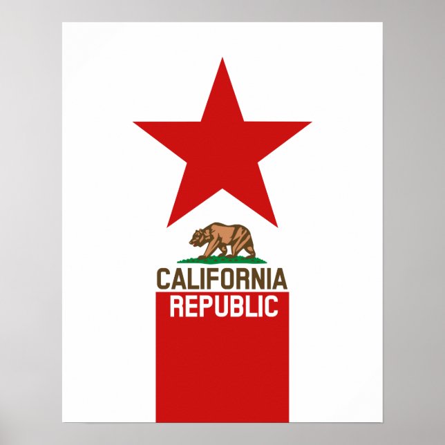 Póster CALIFORNIA Estrella de la Bandera Estatal de la RE (Frente)