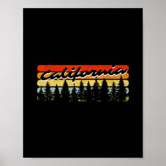 Póster California Forest Sunset Trees Cabin Theme Souveni