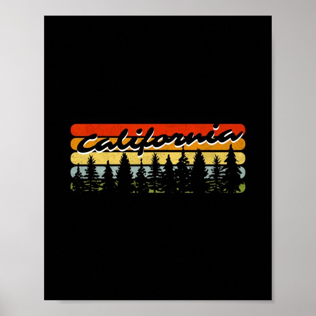 Póster California Forest Sunset Trees Cabin Theme Souveni (Frente)
