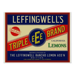 PÓSTER CALIFORNIA LEMONS DE LEFFINGWELL DE WHITTIER CA