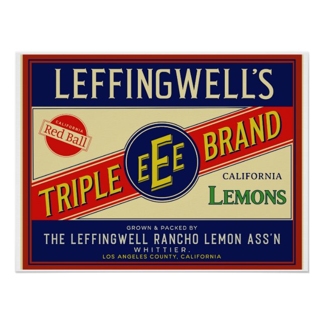 PÓSTER CALIFORNIA LEMONS DE LEFFINGWELL DE WHITTIER CA (Anverso)