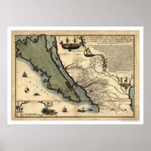 Póster California & Mexico Early Map 1712
