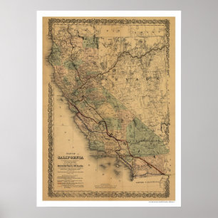Póster California & Nevada Railroad Map 1876