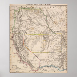 Póster California, Oregan, Utah, Nuevo México