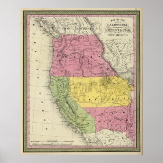 Póster California, Oregón, Utah, Nuevo México
