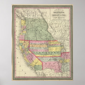 Póster California, Oregón, Utah, Nuevo México 3