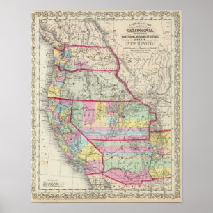 Póster California, Oregon, Washington, Utah, New México