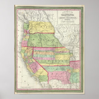 Póster California, Oregón, Washington, Utah, Nuevo México