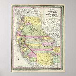 Póster California, Oregón, Washington, Utah, Nuevo México