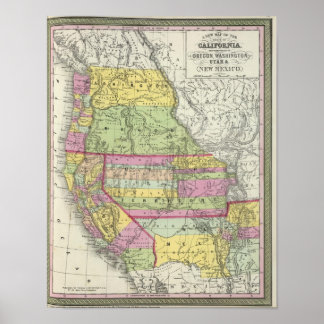 Póster California, Oregón, Washington, Utah, Nuevo México