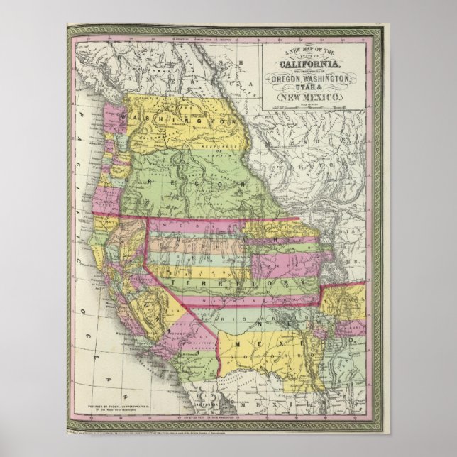Póster California, Oregón, Washington, Utah, Nuevo México (Frente)