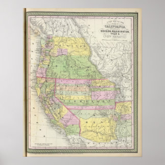 Póster California, Oregón, Washington, Utah, Nuevo México