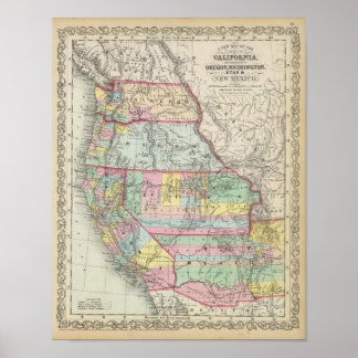 Póster California, Oregón, Washington, Utah, Nuevo México