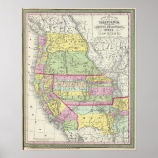 Póster California, Oregón, Washington, Utah, Nuevo México