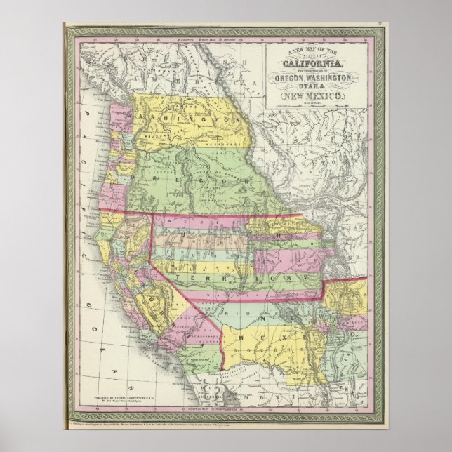Póster California, Oregón, Washington, Utah, Nuevo México (Frente)