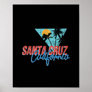 Póster California Palm Tree Santa Cruz Beach Summer Vacat