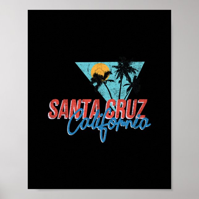 Póster California Palm Tree Santa Cruz Beach Summer Vacat (Frente)