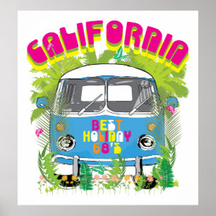Póster California que practica surf a Van