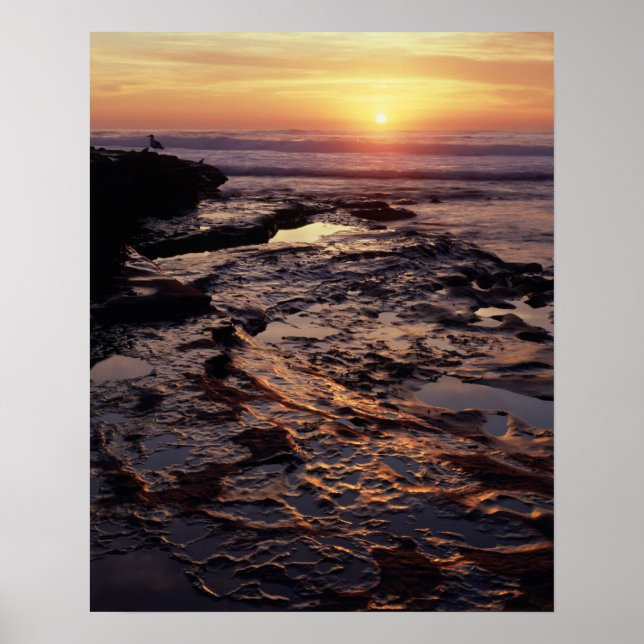 Póster California, San Diego, La Jolla, la puesta de sol (Frente)