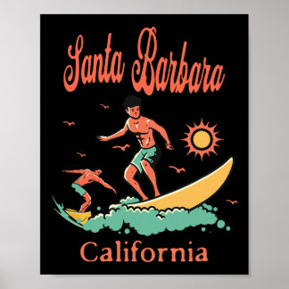 Póster California Santa Rra Ca Surfer Surfing Beach Vacat