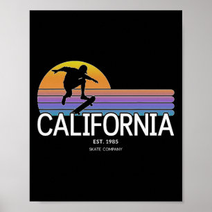 Póster California Skate Company Retro Skater Atardecer