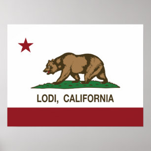 Póster California State Flag Lodi