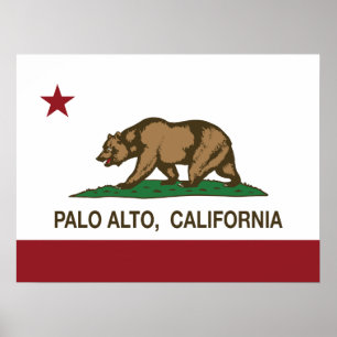 Póster California State Flag Palo Alto