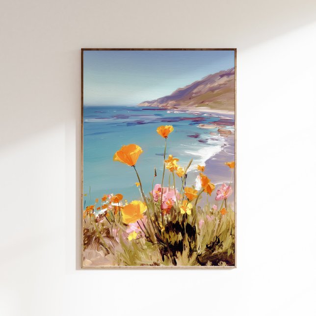 Póster California State Flower  Poppies Art print (california poppy, state flower art, poppy wall art, botanical print, california decor, wildflower ar)