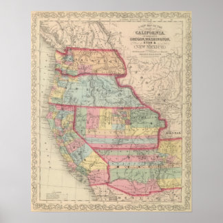 Póster California, Territorios de Oregón, Washington