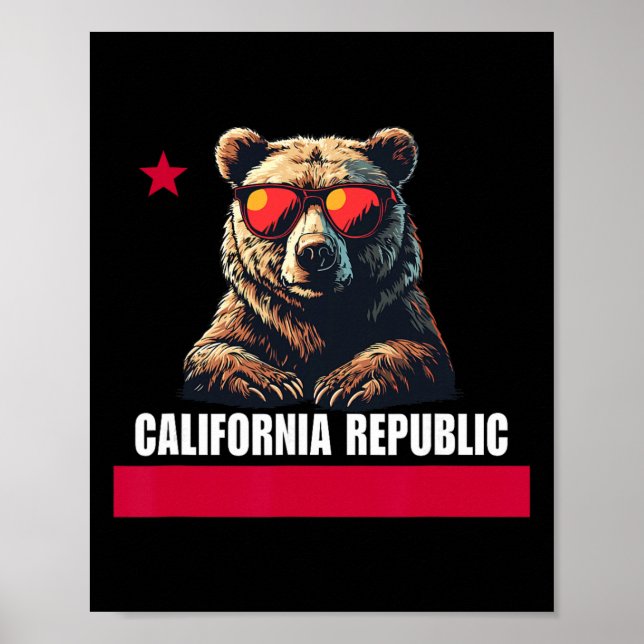 Póster California The Golden State Bear Flag  (Frente)