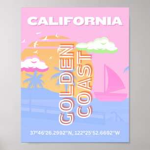 Póster California, Travel Art, Preppy