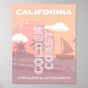 Póster California, Travel Art, Preppy, Pastel