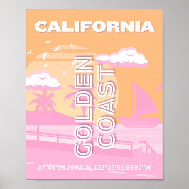 Póster California, Travel Art, Preppy, Preppy Travel (Frente)