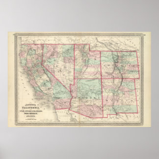 Póster California, Utah, Nevada, Colorado