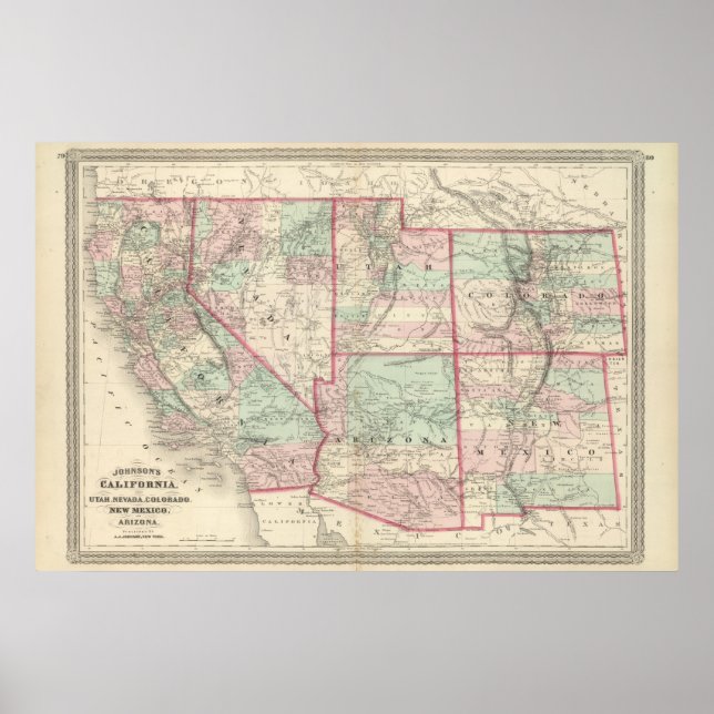 Póster California, Utah, Nevada, Colorado (Frente)