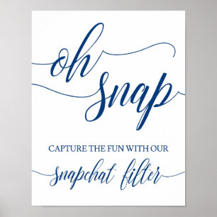 Póster Caligrafía azul de la Marina Rótulo Boda Snapchat