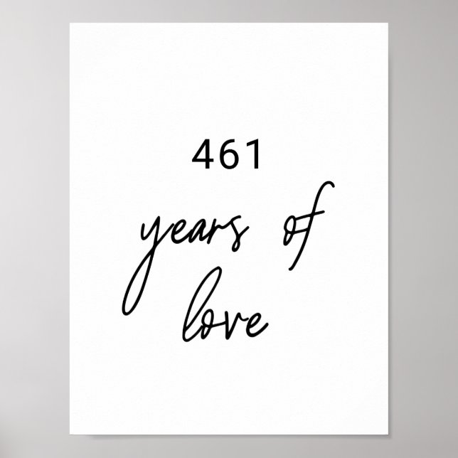 Póster Caligrafía caprichosa años de amor Rótulo Boda (Frente)