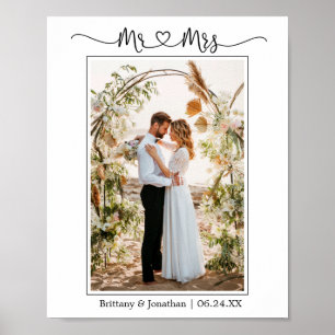 Póster Caligrafía Corazón Sr. y Sra. Fotografía de Boda