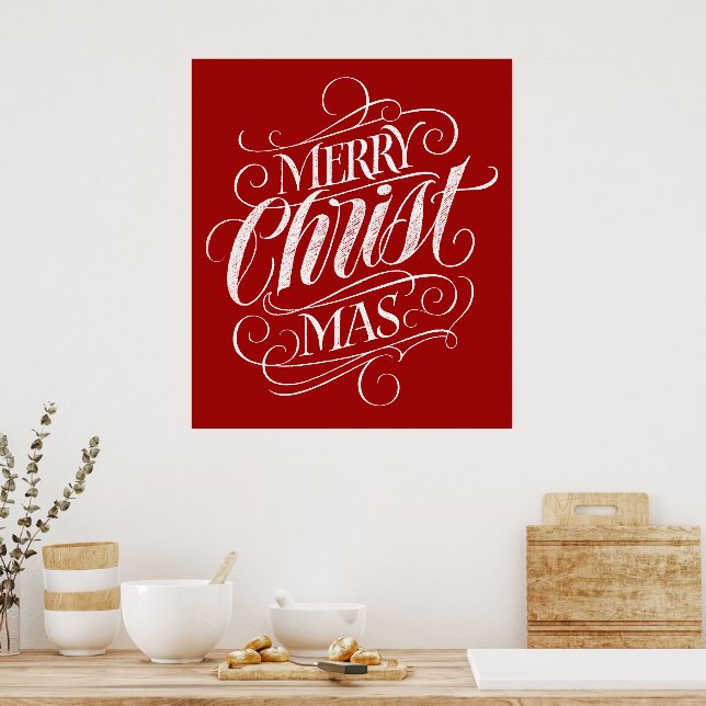 Póster Caligrafía cristiana de navidad de moras Jesús roj (Cocina)