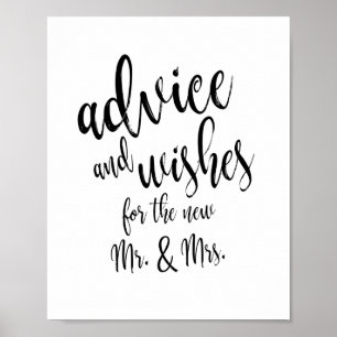 Póster Caligrafía de Consejos y Deseos para Bodas 8x10