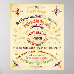 Póster Caligrafía de la oración del Señor 1889