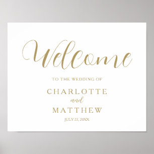 Póster Caligrafía de oro   Poster del Boda de bienvenida 