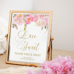 Póster Caligrafía de oro rosa floral Toma un regalo