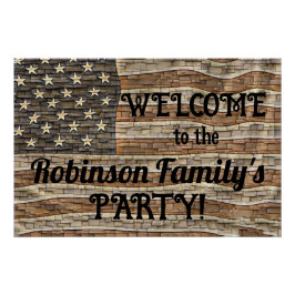 Póster Caligrafía de pared de piedra de bandera de Estado