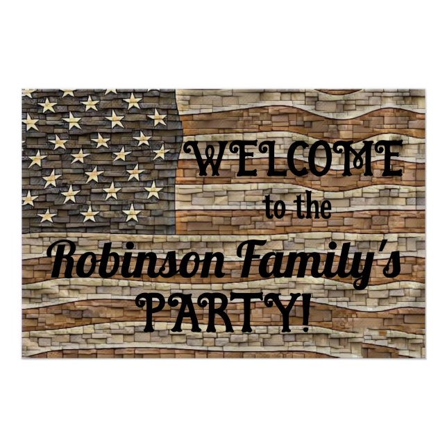 Póster Caligrafía de pared de piedra de bandera de Estado (Anverso)