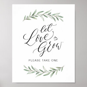 Póster Caligrafía "Deja que el amor crezca" Vegetación rú