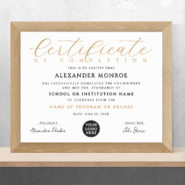 Póster Caligrafía del logotipo del certificado profesiona